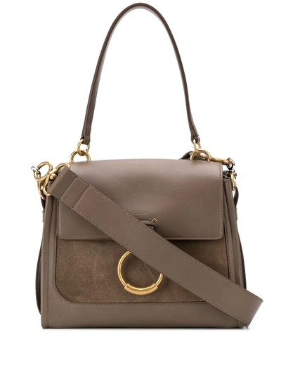Chloé Khaki Tess Small Leather Top Handle Bag In Green