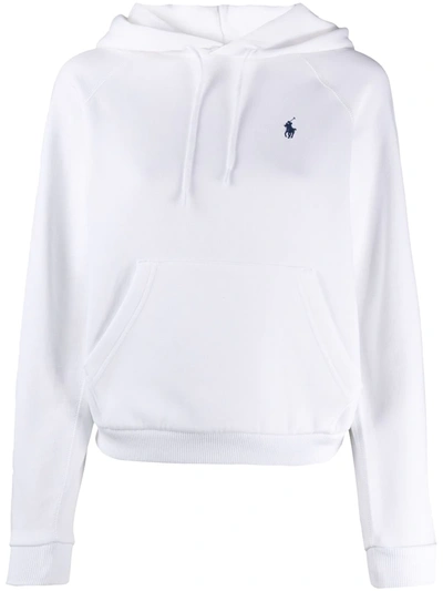 Polo Ralph Lauren Embroidered-logo Pullover Hoodie In Bianco