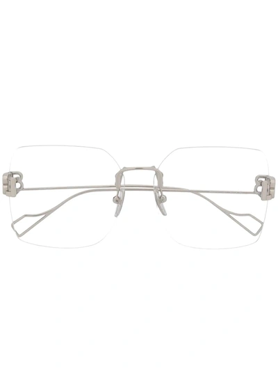 Balenciaga Bb Rimless Glasses In Silver