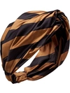 Fendi Satin Striped Headband In Black