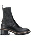 Chloé Chloe Black Franne Sock Ankle Boots In Black ,grey