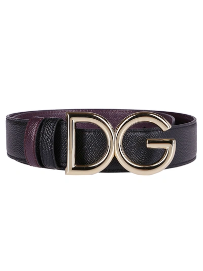 Dolce & Gabbana Black And Purple Leather Belt