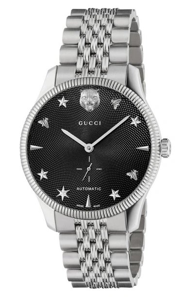 Gucci G-timeless Bracelet Watch, 40mm In Silver/ Black