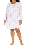 EILEEN WEST FLORAL COTTON KNIT LONG SLEEVE NIGHTGOWN,C6520117