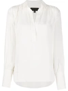 Nili Lotan Open-collar Chiffon Blouse In Ivory