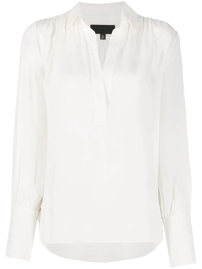 Nili Lotan Open-collar Chiffon Blouse In Ivory