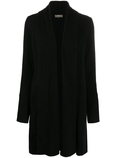N•peal Vertical Rib Placket Cardigan In Black