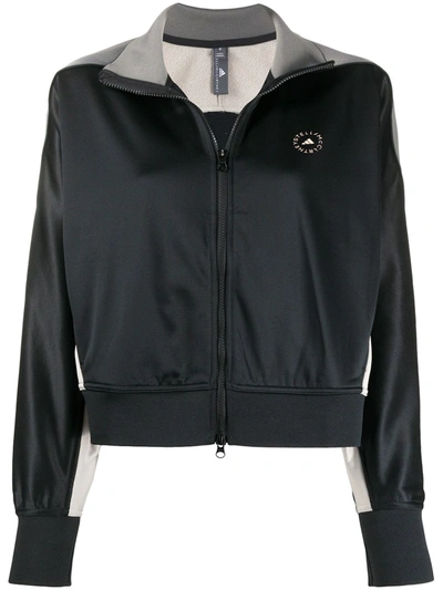 Adidas By Stella Mccartney Stripe-pattern Zip-up Track Jacket In Black