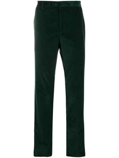 Etro Straight Leg Velvet Trousers In Green