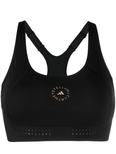 Adidas By Stella Mccartney Truepurpose Cutout Perforated Recycled Stretch Sports Bra In Black