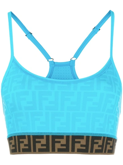 Fendi Rama Logo-print Sports Bra In Blue