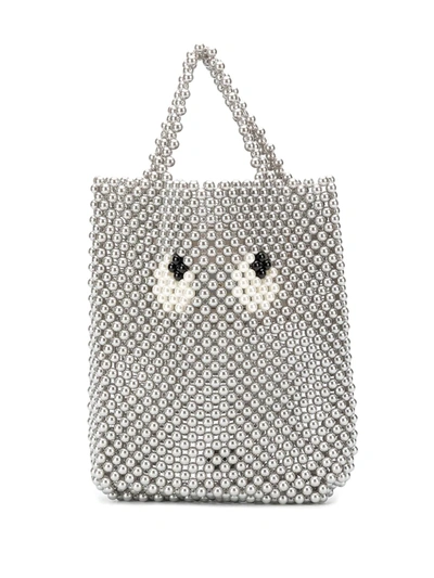 Anya Hindmarch 眼睛图案珠饰小号手提包 In Gray