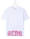 Gcds Logo Printed Cotton Jersey T-shirt In White
