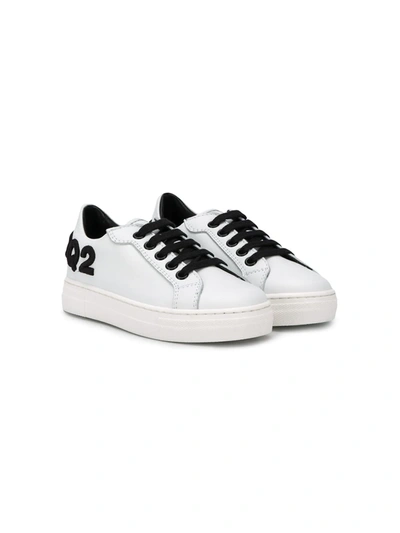 Dsquared2 Kids' Lace-up Leather Trainers In White