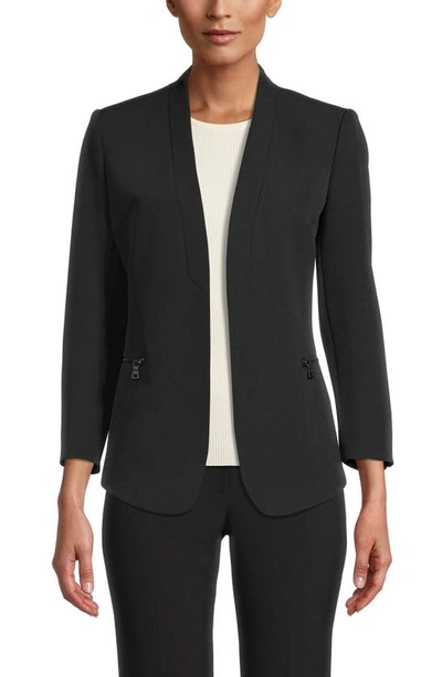 Anne Klein Collarless Open-front Jacket In Anne Black