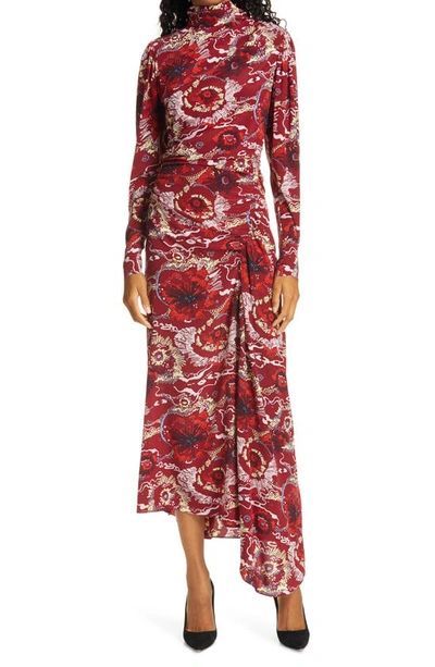 A.l.c Isabella Floral Long Sleeve Asymmetrical Maxi Dress In Multi