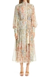 ZIMMERMANN LUCKY BOUND LONG BISHOP SLEEVE SILK DRESS,9180DLKY