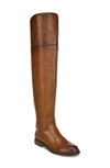 Franco Sarto Haleen Womens Leather Wide Calf Knee-high Boots In Cognac Leather