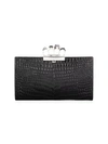 ALEXANDER MCQUEEN Skull Four-Ring Croc-Embossed Leather Flat Pouch