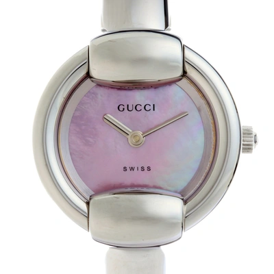 Pre-owned Gucci Pink Mop Stainless Steel 1400l Women's Wristwatch 25 Mm