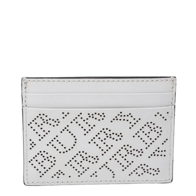 Pre-owned Burberry White Perforated Leather Sandon Card Holder