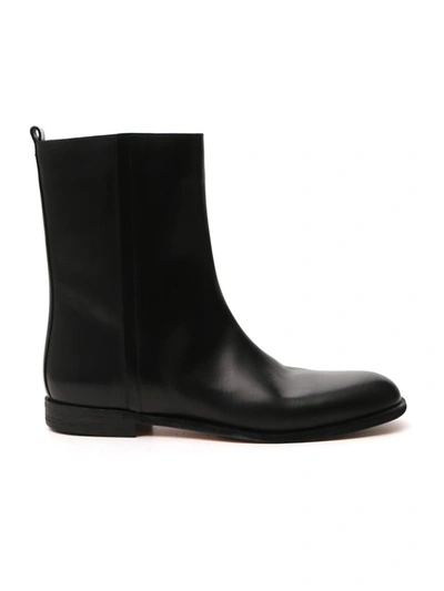 Maison Margiela Patent Leather Ankle Boots In Black