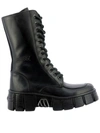 New Rock High Black Leather Amphibious In Black