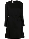 Valentino Belted Long-sleeve Dress In Black