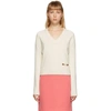 GUCCI OFF-WHITE CASHMERE HORSEBIT V-NECK jumper