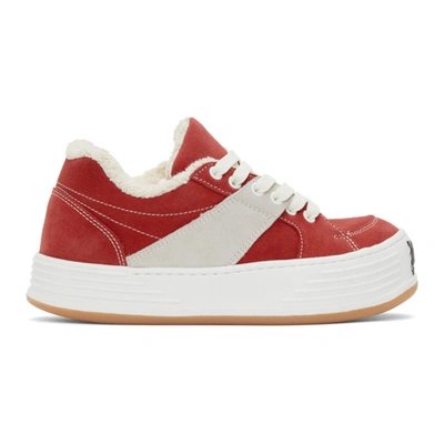 Palm Angels Red Low Top Snow Trainers In Red/white