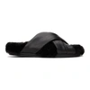 SIMONE ROCHA SIMONE ROCHA BLACK FAUX FUR FLAT SANDALS