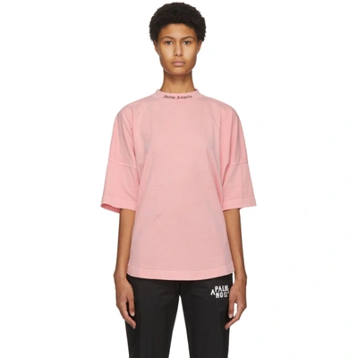 Palm Angels Rear Logo Print T-shirt In Pink/blk