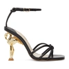 SOPHIA WEBSTER BLACK FLO FLAMINGO HEELED SANDALS