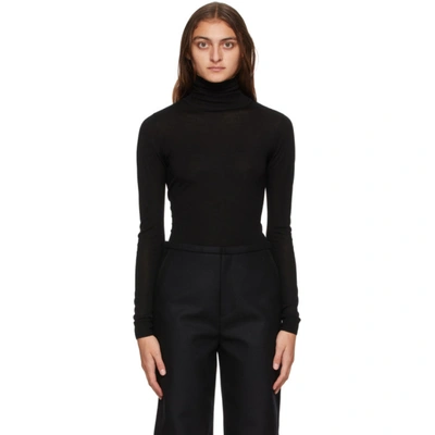 Totême Roll Neck Fine Knit Jumper In Black