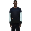 KENZO BLUE WOOL COLORBLOCK SWEATER