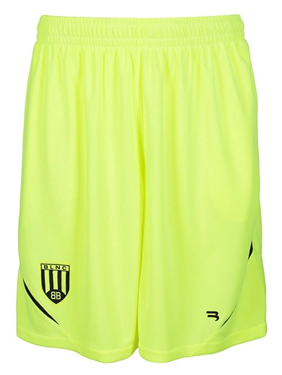 Balenciaga Logo-print Basketweave-jersey Shorts In Yellow