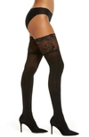 Natori Feathers Escape Back-seam Thigh Highs Stockings In Black