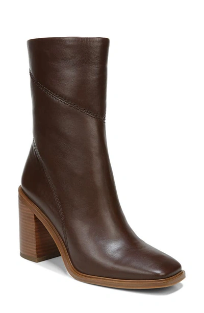 Franco Sarto Stevie Womens Zipper Square Toe Booties In Dark Brown Leather