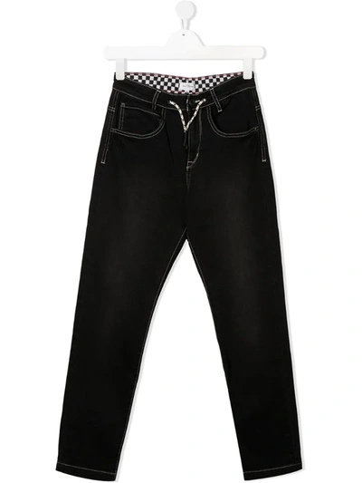 The Marc Jacobs Teen Hotdog Patch Straight Leg Jeans In Black