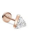 Maria Tash 18ct 4mm Invisible Set Triangle Diamond Single Threaded Stud Earring In Rose Gold
