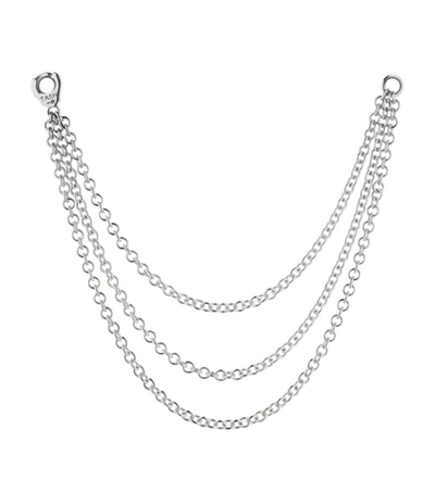 Maria Tash 14ct Long Triple Chain Connecting Charm In White Gold