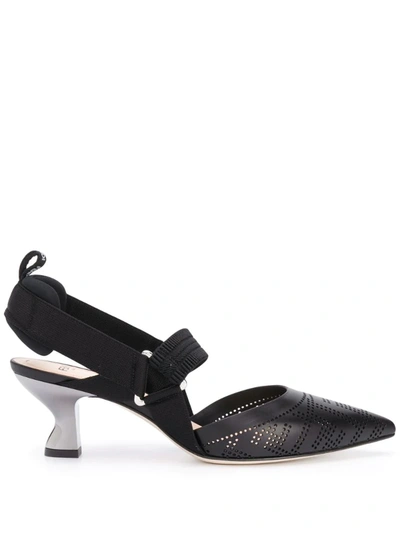 Fendi Pumps In Perforated Black Leather Ff