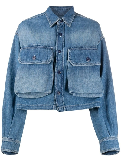 R13 Stonewashed Buttoned Jacket In Blue