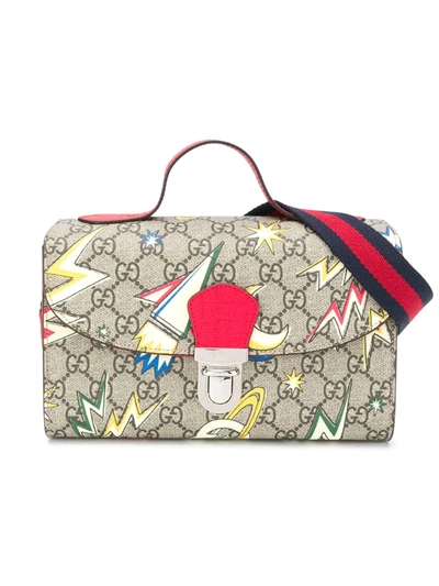 Gucci Kids' Gg Space-print Shoulder Bag In Brown