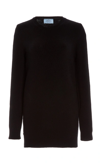 Prada Crewneck Cashmere Sweater In Black