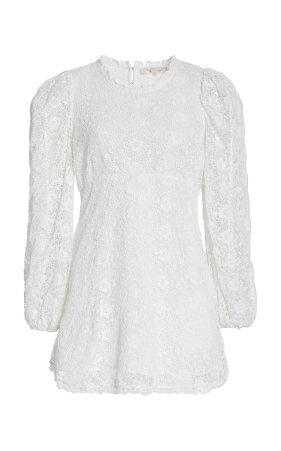 Loveshackfancy Leira Lace Blouson-sleeve Mini Dress In White