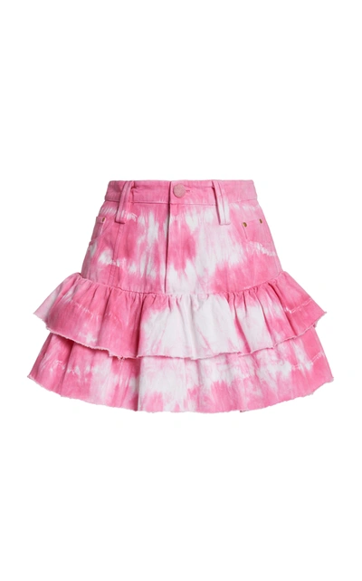 Loveshackfancy Landen  Denim Mini Skirt In Pink