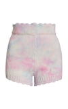 Loveshackfancy Karrisa Scalloped Tie-dyed Cotton-blend Shorts In Multi