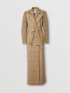 BURBERRY Contrast Check Wool Cotton Trench Coat