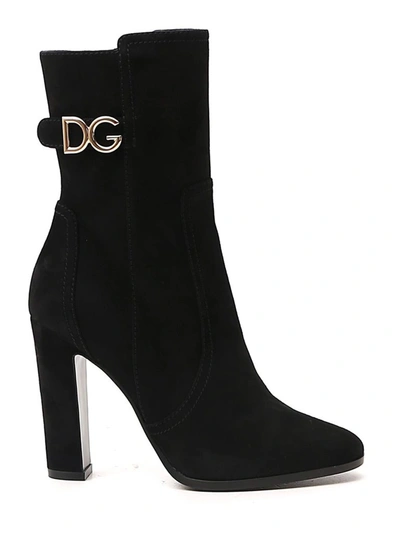Dolce & Gabbana Caroline Logo-plaque Boots In Black
